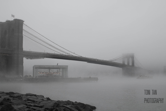 Brooklyn Bridge Mist B&W